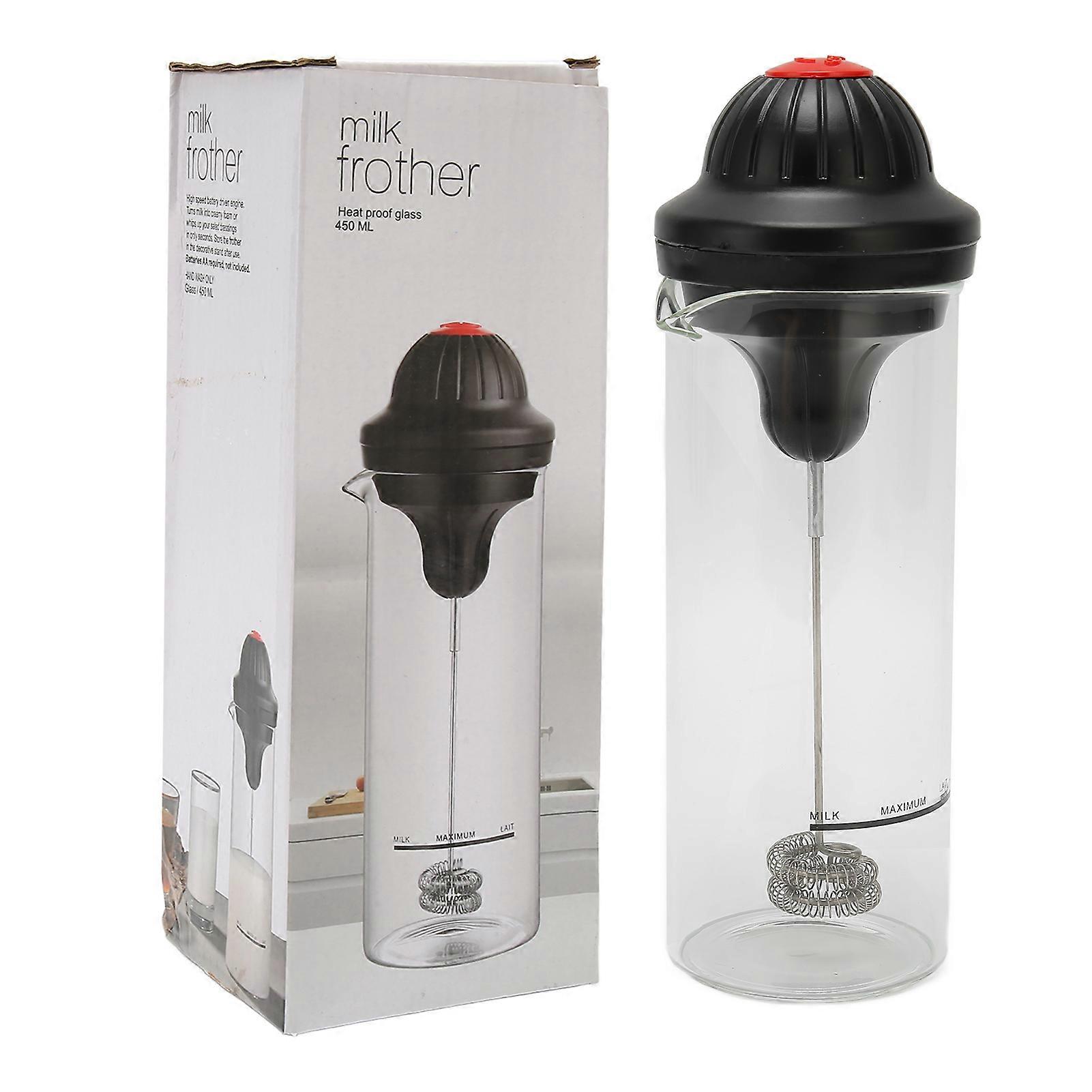 Handheld Milk Frother Battery Powered Electric Handheld Milk Foam Maker with Heatproof Glass for Egg Cream Coffee
