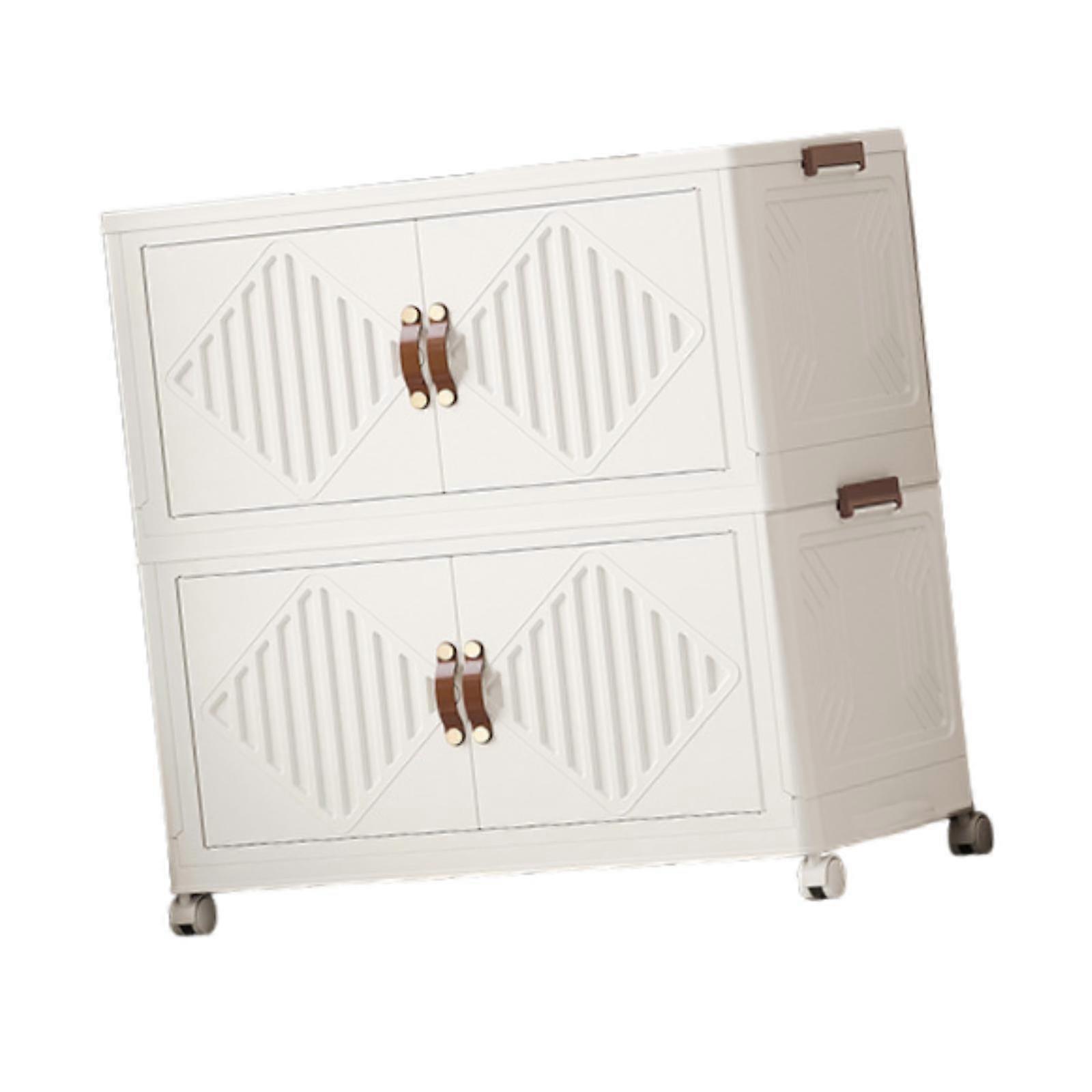 Foldable Storage Cabinet Stackable Storage Bins for Bedroom Office Apartment 2 Tier