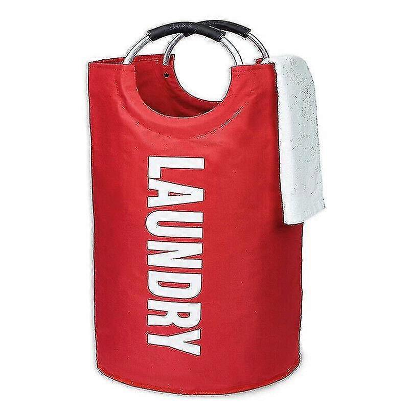 (red) Collapsible Fabric Laundry Hamper Foldable Clothes Bag Washing Bin Basket