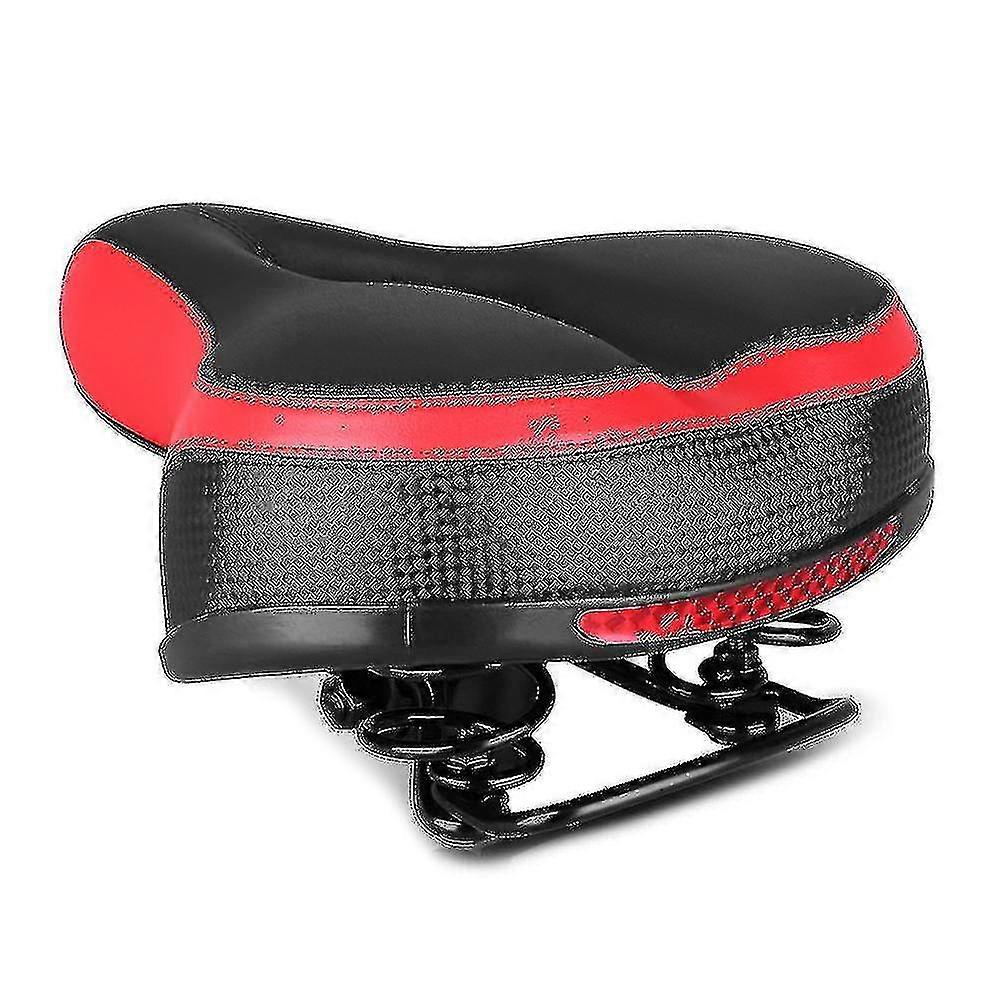 Soft Mtb Bicycle Saddle Thick Sponge Shock Absorbing Bicycle Seat Cycling Seat With Reflective Sticker Bicycle Accessories (red)(bebetter)