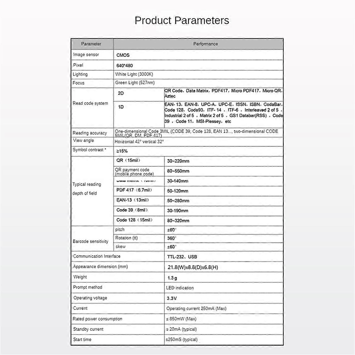 Scanner de codes-barres 1D/QR/2D GM875-S Lecteur de codes-barres Module de lecteur de codes-barres Remplacement de la tête de lecture N1