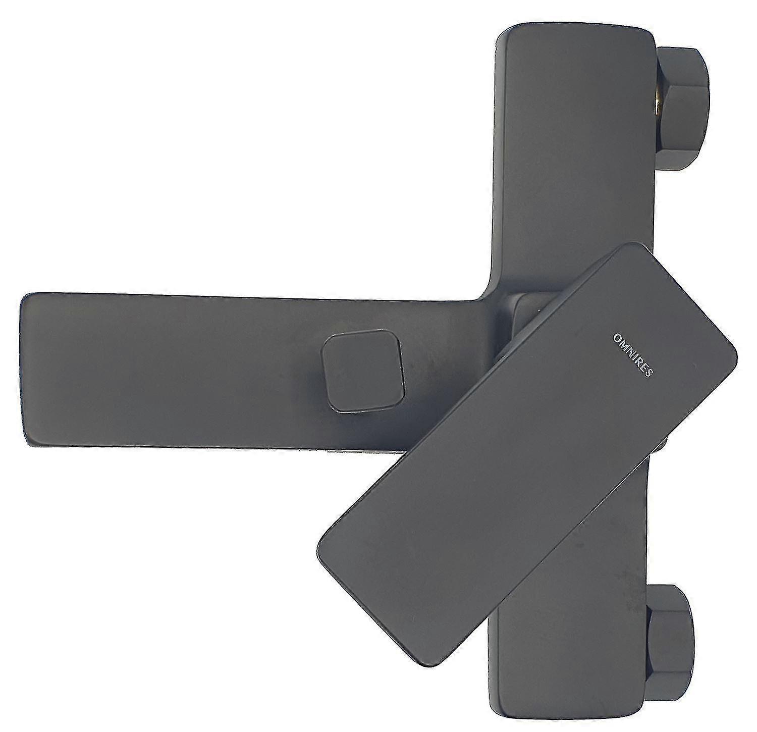 Black Bath Mixer Tap Wall Mounted Rectangle Shaped With Shower Hose Connection