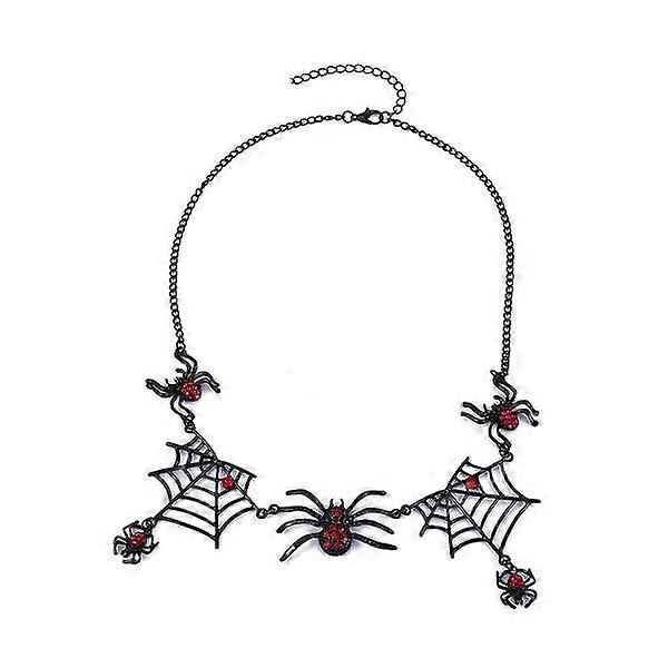 Halloween Tarantula Spider Web Necklace Crystal