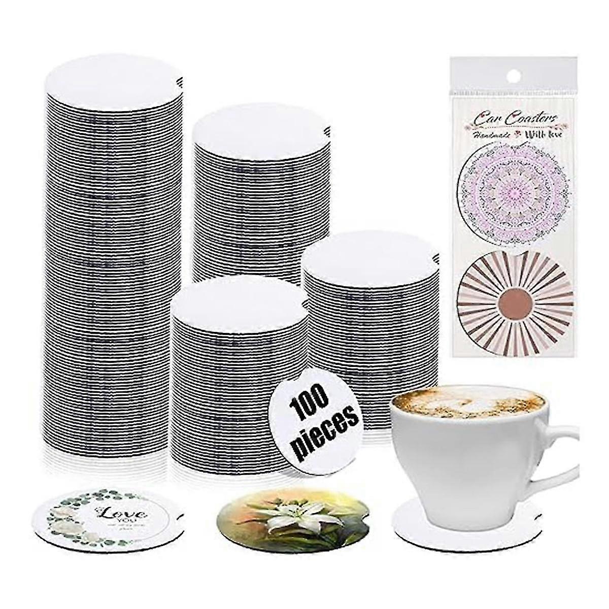 300枚 昇華転写ブランク車用コースターセット 2.76インチコースター プラスチックバッグ 車用コースター ディスプレイカード DIY クラフトアクセサリー