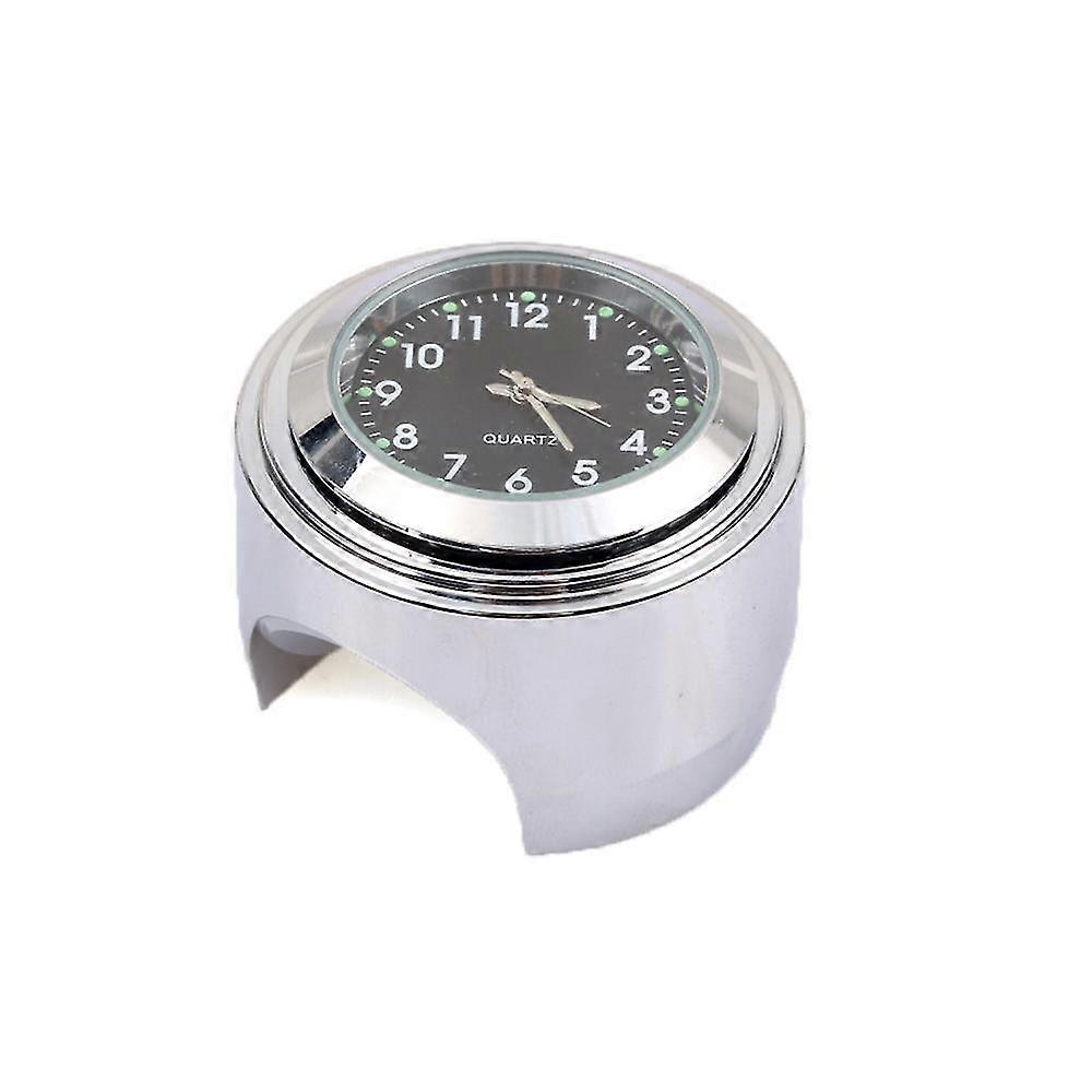 Motorcycle Handlebar Mount Watch Precise Time Keeping Dial Clock (1set, Silver)
