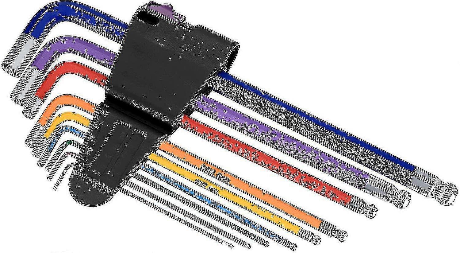 Allen Wrench Set With Hexagonal Domed Head, Multicolored Ball End Allen Keys9 Pieces