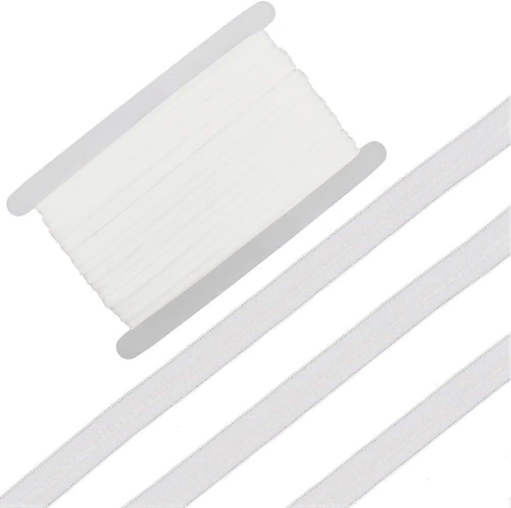 20 Yards Silicone Gripper Tape 2/5" Wide Non-Slip Flat Elastic Band Ribbon Stretch Webbing Roll Spool with 3.5mm Rubber Sewing Strap Belt for DIY Craf