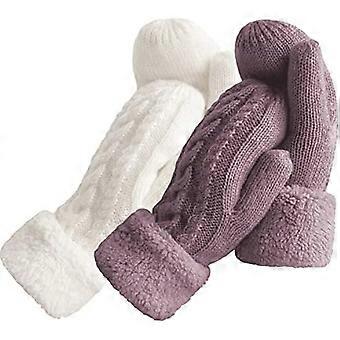 Damen Winterhandschuhe Warmfutter - Kuscheliger Wollstrick Dicke Handschuhe Fäustlinge