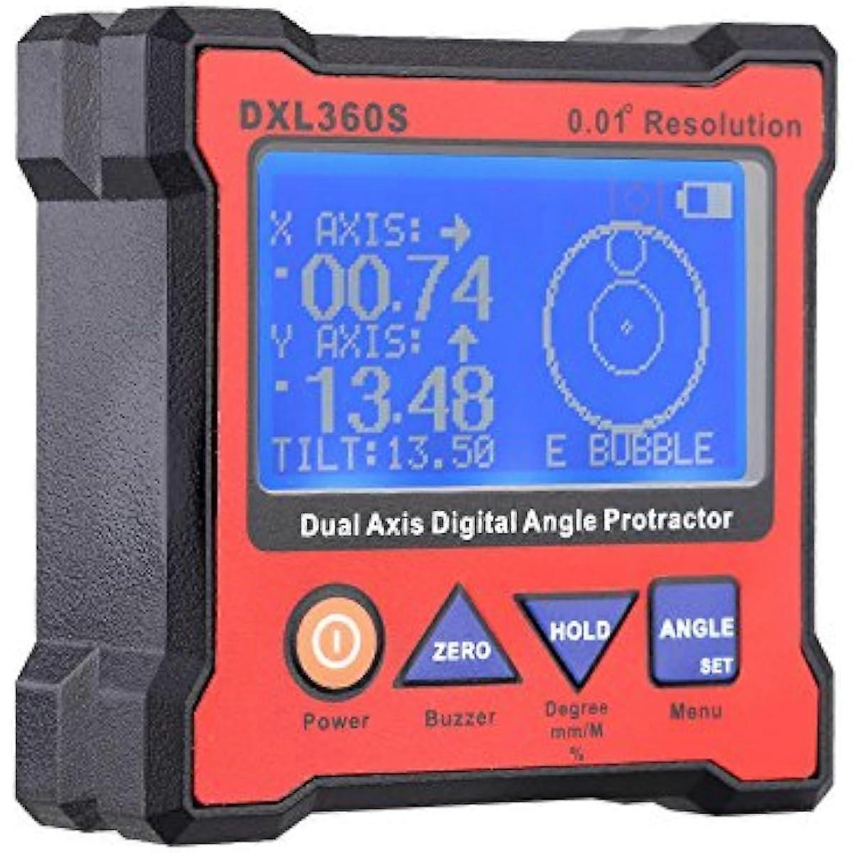 DXL360S Dual Axis Digital Protractor with 5 Side Magnetic Base High Precision Dual Axis Digital Display Level Indicator 100-240V 50-60Hz