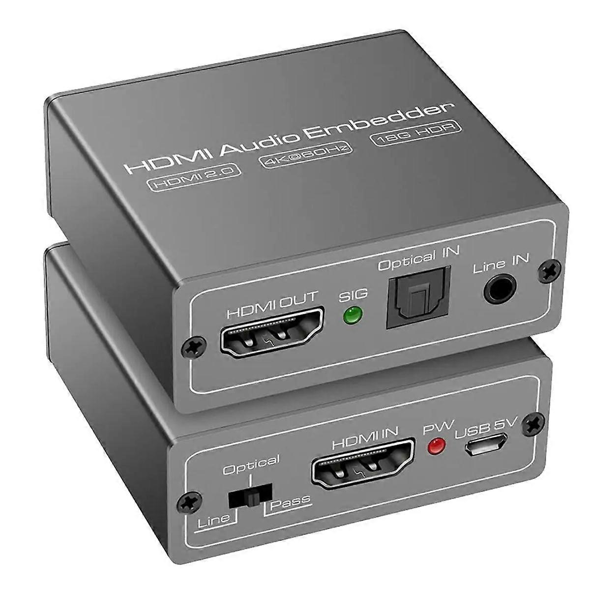 -Compatible Audio Converter 4K 60Hz Audio Extractor Adaptor Video Audio Splitter Embedder Adapter