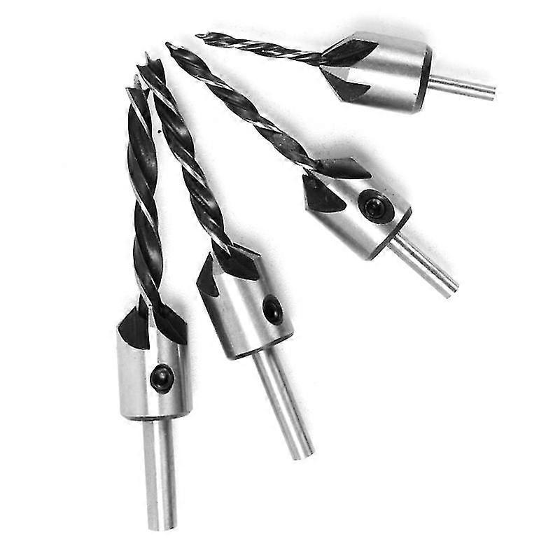 Woodworking Countersink Chamfer Drill Bit Three Pointed High Speed Steel Drill Bits Set(4pcs)