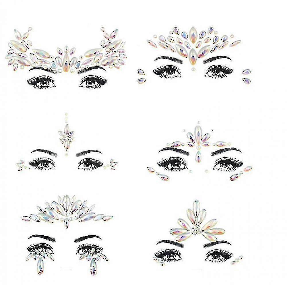6pcs Halloween Noctilucent Face Gems Tattoo Sticker,cosplay