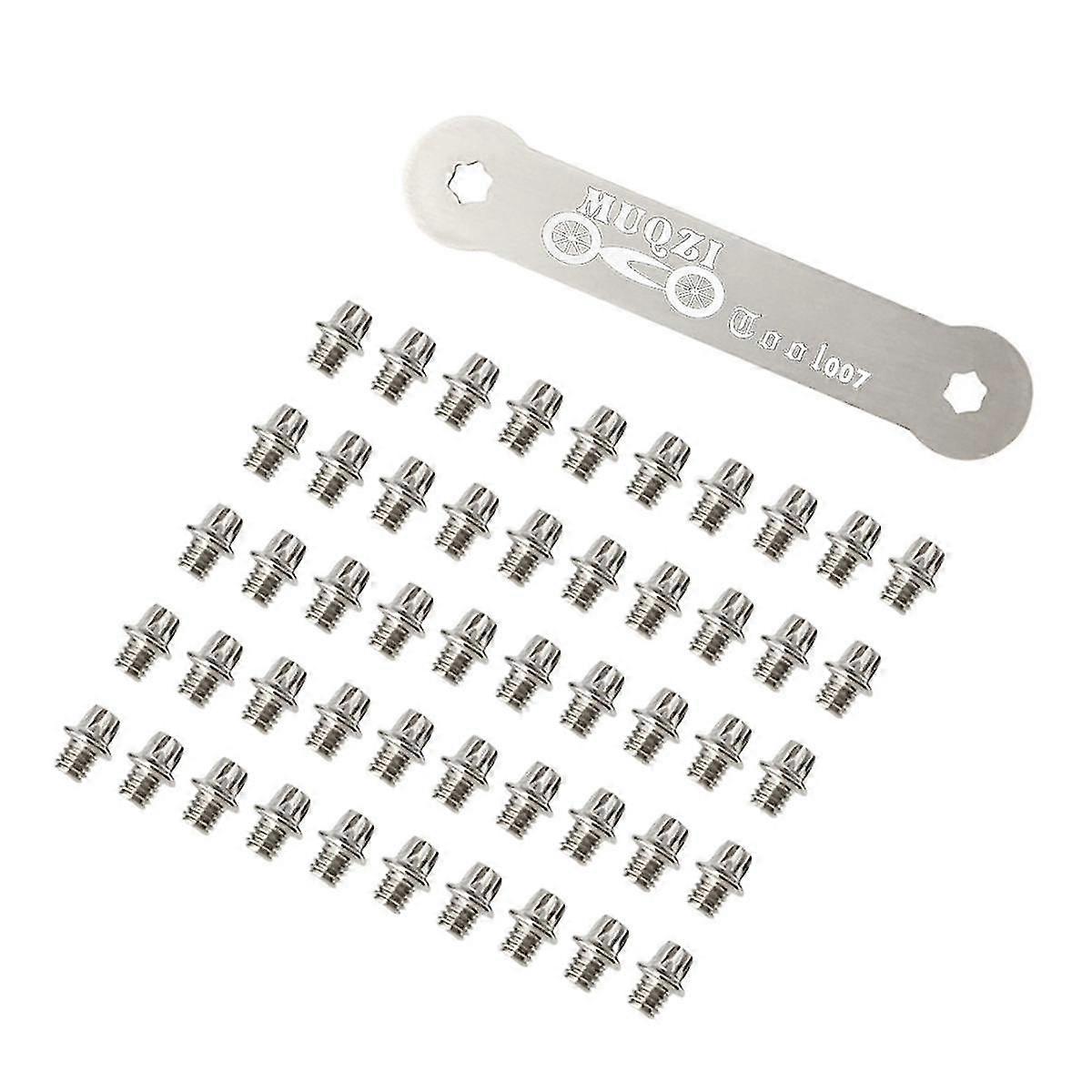 50pcs Pedals Road Bike Pedal Fixed Screw Studs Non- Pin Pedales Parts With Wrench Tool
