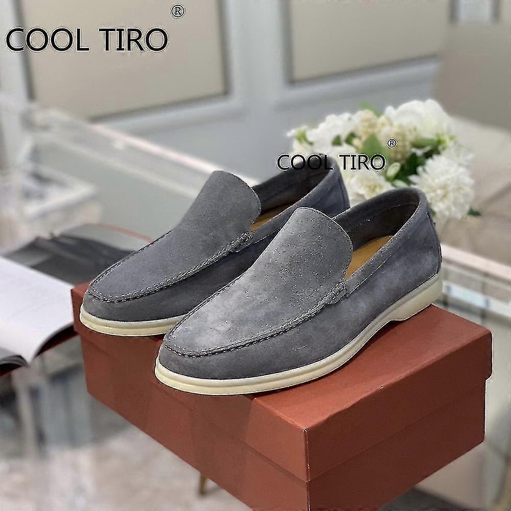 Sand ruskind mænd Loafers Casual Moccasins Summer Walk Sko Rund tå Slip-ons Flad Kørsel Dovne Beanie Sko Gentleman Dress Shoe