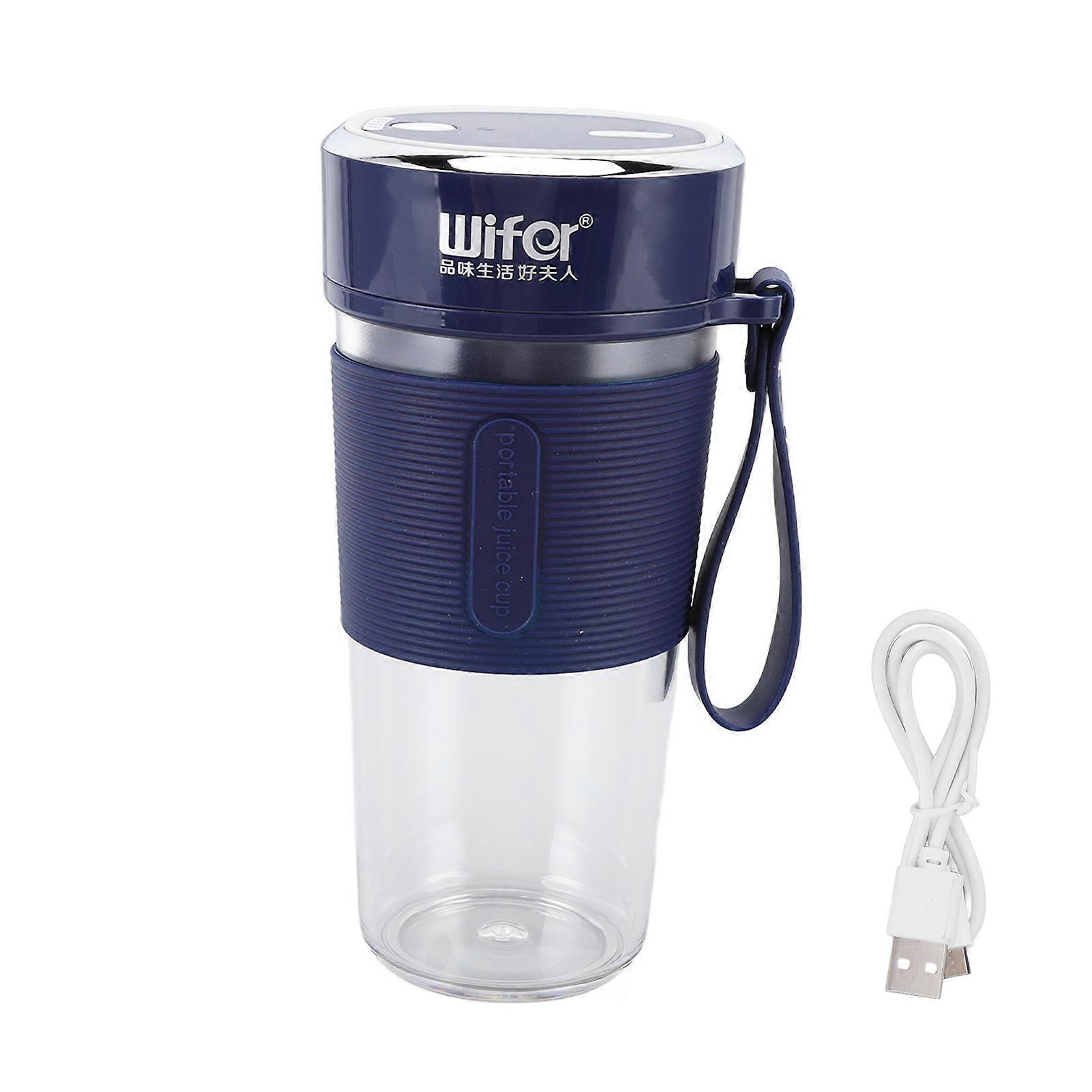 Electric Juicer Cup 300ml 1200mAh Battery 1 Key Operation USB Charging Handheld Portable Blender for Office Home Travelling Blue(YMCAT)