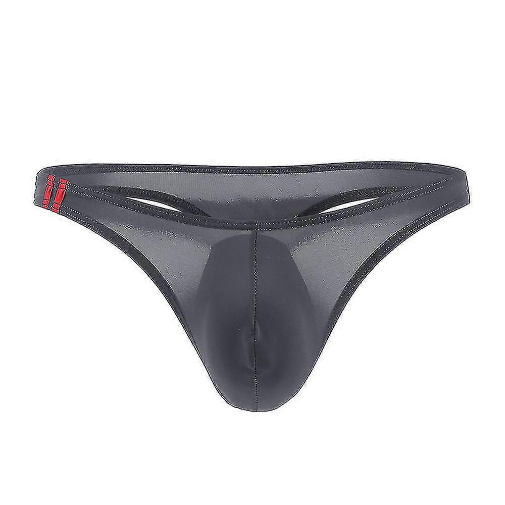 Men's Ice Silk Brief Underpants Low Waist U Convex G-string Solid Underwear