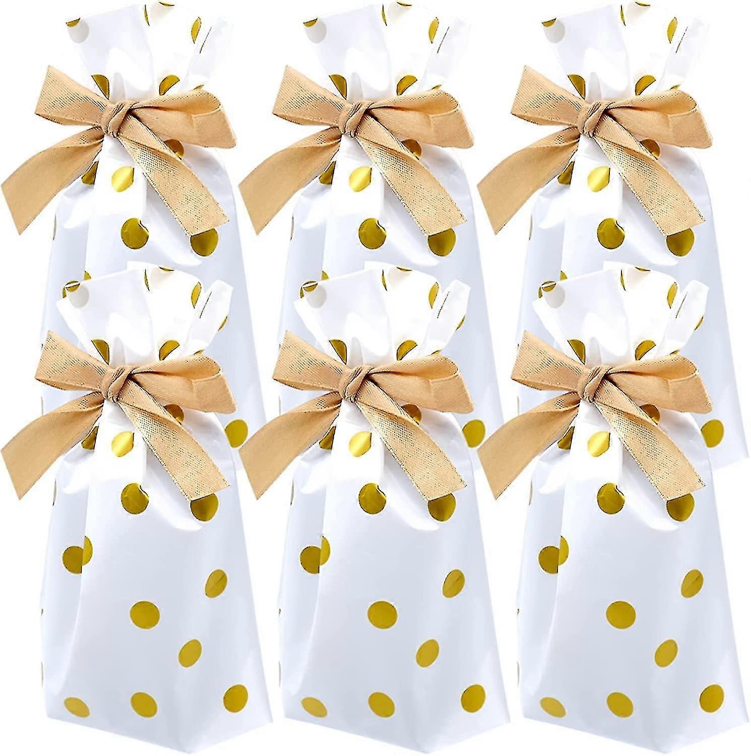 50pcs Gold Drawstring Gift Bags With Ribbon_s