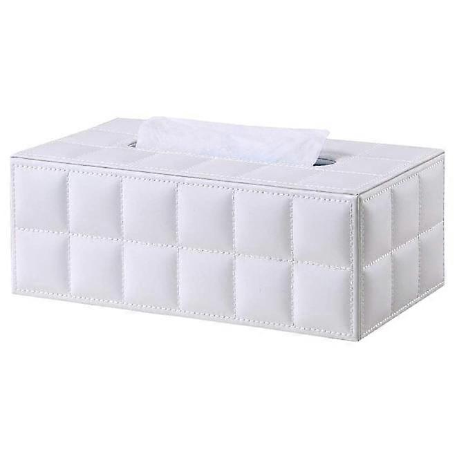 Rectangular Leather Tissue Box for Home/Office/Car (White)