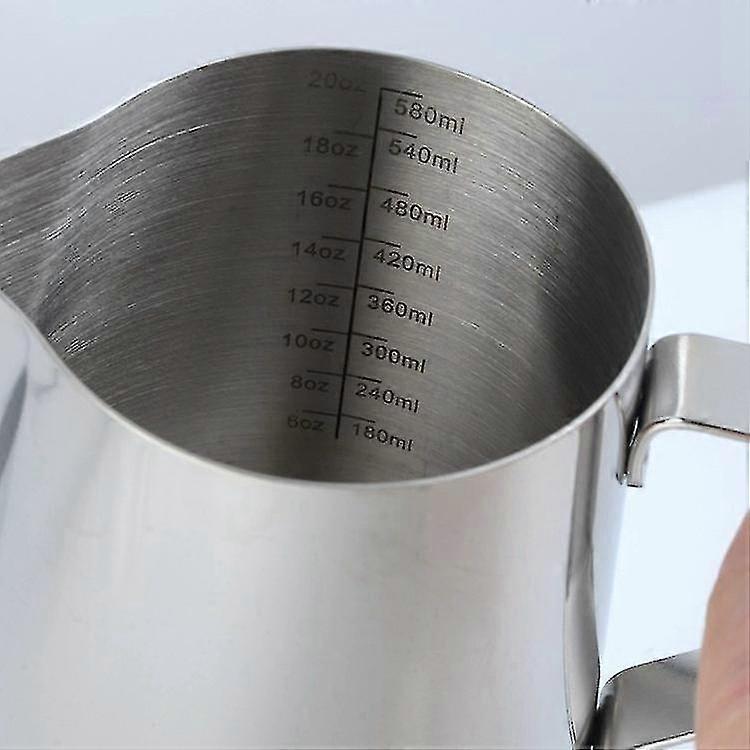 Milk Frothing Pitcher 20oz,espresso Steaming Pitcher 20oz,espresso Machine Accessories,milk Frother Cup 20oz,milk Coffee Cappuccino Latte Art,stainles