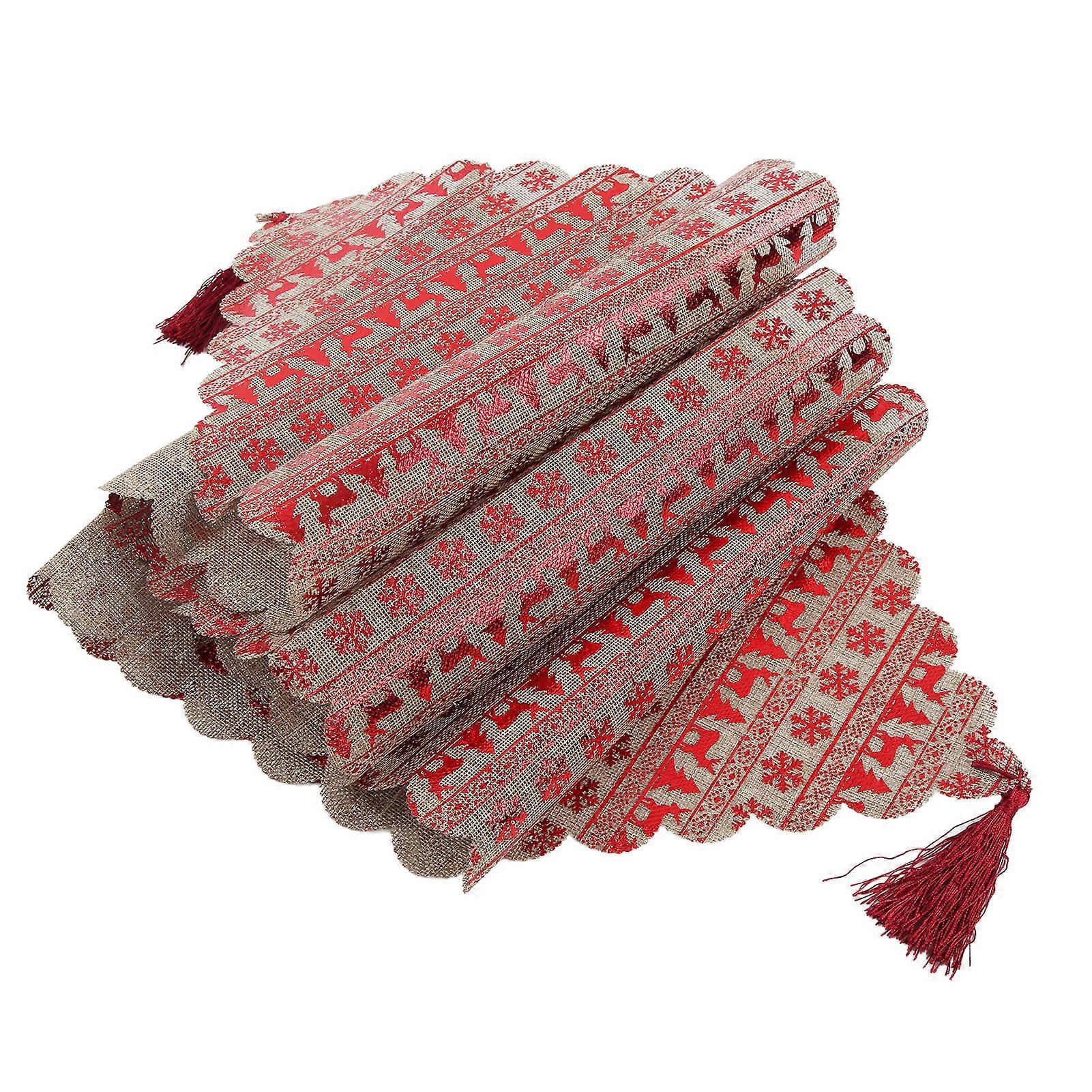 Christmas Table Runner Elegant Beautiful Exquisite Classic Pattern Durable Table RunnerLinen Elk