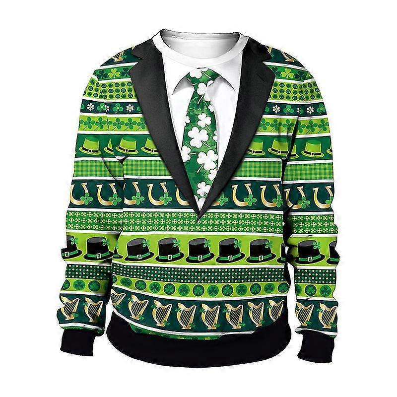 St Patricks Day Sweatshirt Irish Kleeblatt Herren Rundhalspullover Grün