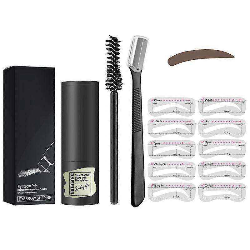 13Packs One Step Eyebrow Stamp Shaping Kit Brow Definer Powder Makeup Definer