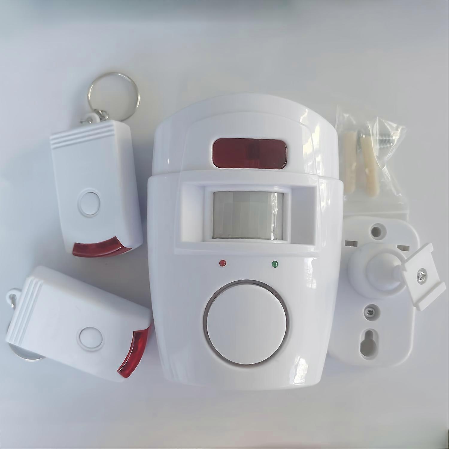 1pc Infrared Motion Sensor Alarm with 2 Remote Controls - Ideal for Home, Garages, and Shops