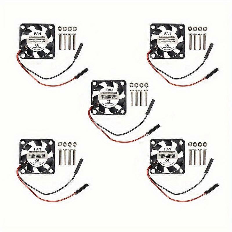 5 عبوات من مراوح تبريد التوت مع مراوح تبريد بدون فرش DC 5V / 3.3V ، بما في ذلك البراغي ، مناسبة ل Raspberry Pi 3 B + 3B 2B