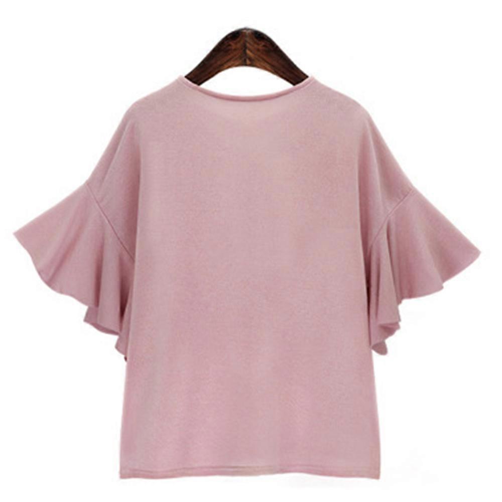 Plus Size Summer Lotus Leaf Sleeve T-shirt Halter