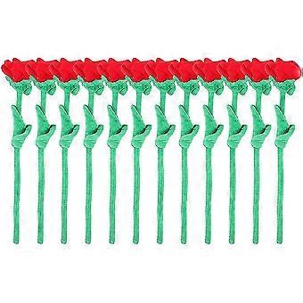12pcs Bendable Flower Home Flower Bouquet Decor Plush Rose Ornament Scene Layout Bouquet