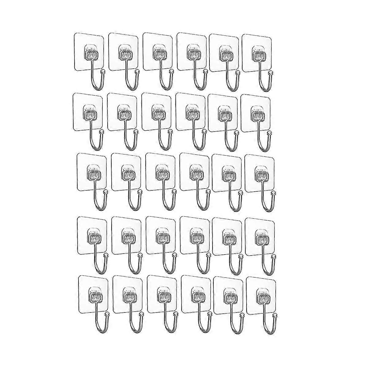 Adhesive Wall Hooks,heavy Duty Hold Wall Hooks For Hanging,transparent Waterproof Rustproof Sticky Hooks For Home