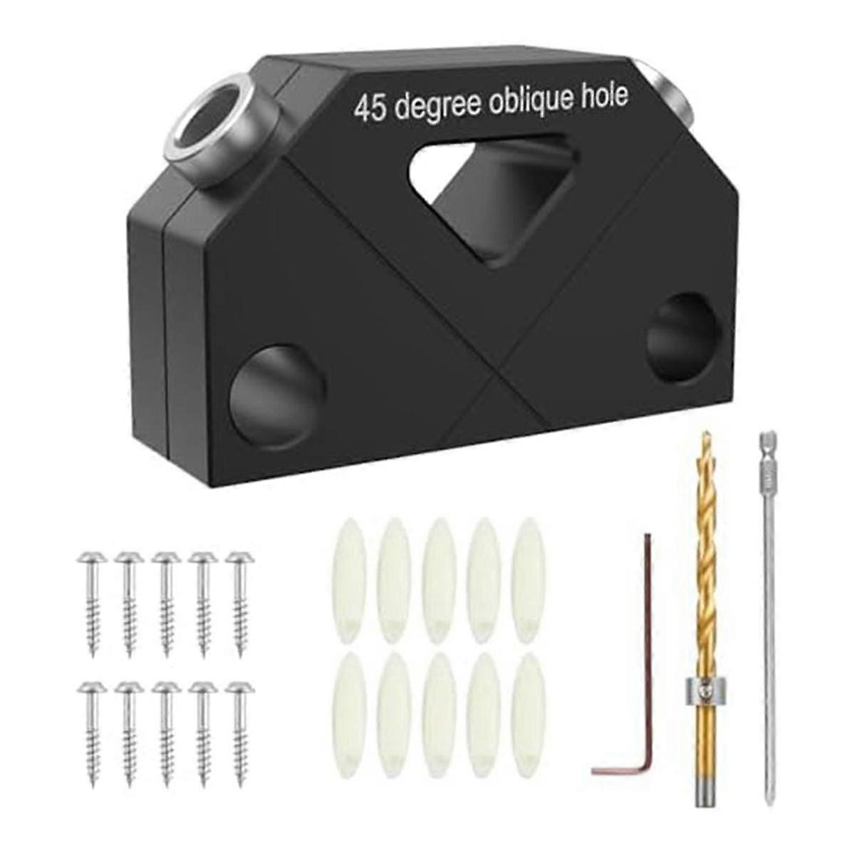 45 Angle Drill Guide Jig Aluminum Dowel Jig Kit Woodworking Joint Angle Tool for Angled Dowel Join