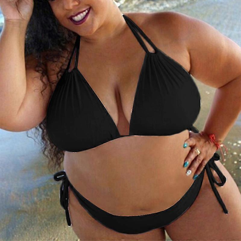 Plus Size Ladies Padded Halterneck Bikini Set Beach Maillot de bain Maillot de bain Été