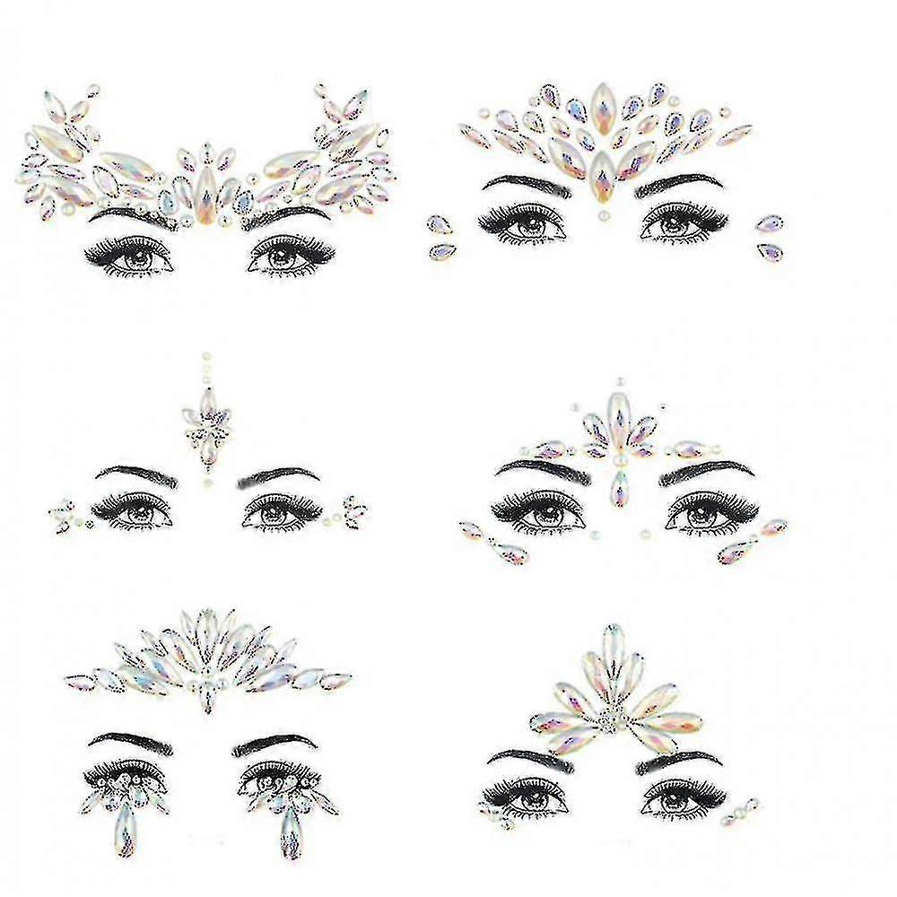 6pcs Noctilucent Face Gems Tattoo Sticker,cosplay