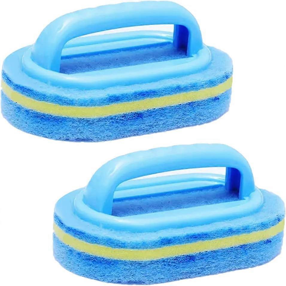 2Pcs Cleaning Brush,Bathroom Cleaning Sponge,Cleaning Sponge with Handle