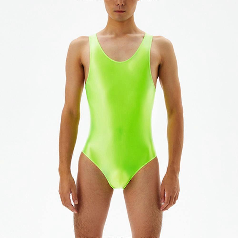 Men S Sexy Glossy Bodysuit Silky Glossy Swimsuit Shiny One-piece
