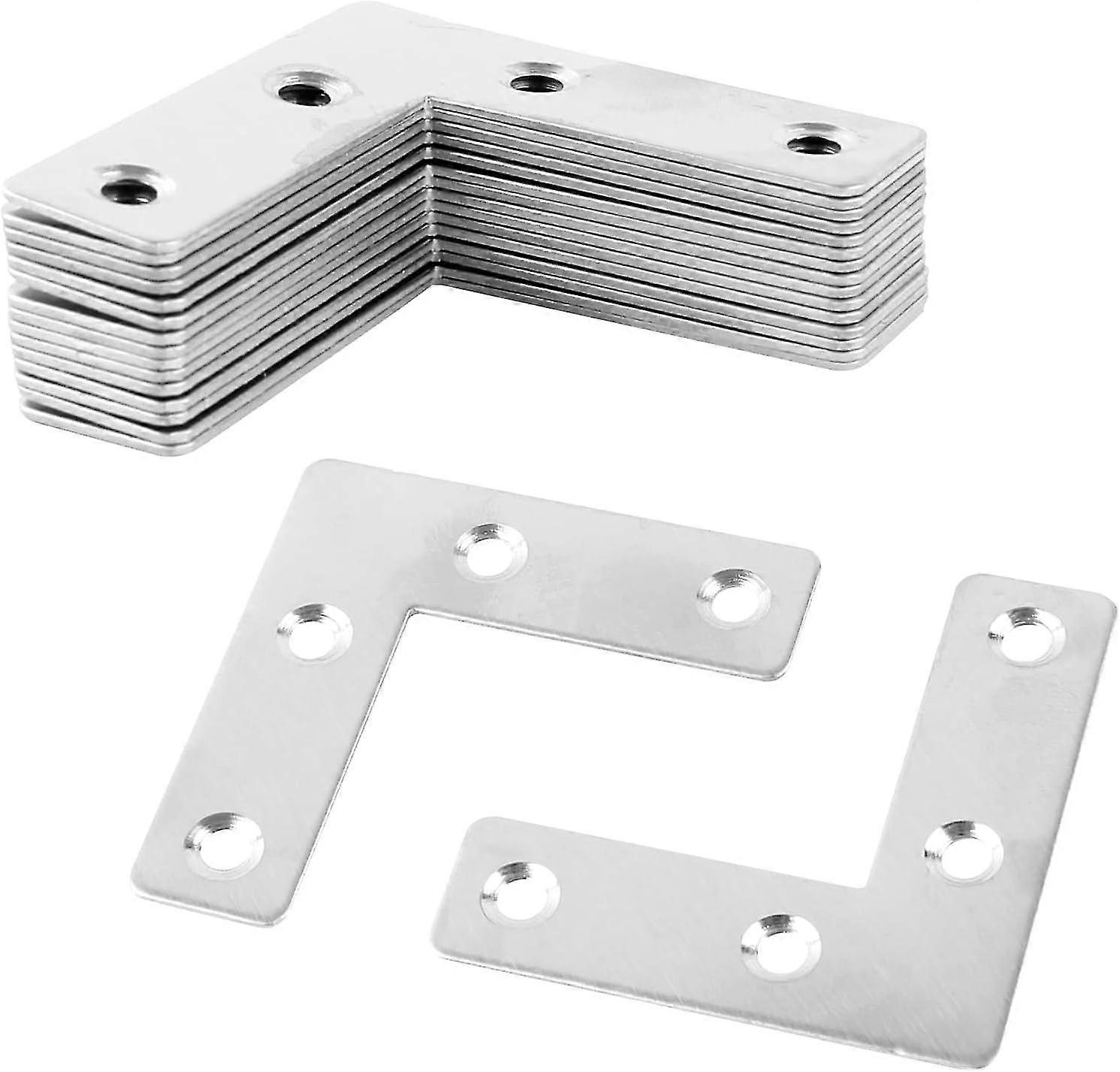 60pcs L forma staffe piatte rammendo piastre per piastre di riparazione in metallo di legno rinforzo angolare in acciaio inossidabile con viti argento 2 "x 2" x 0,04 "