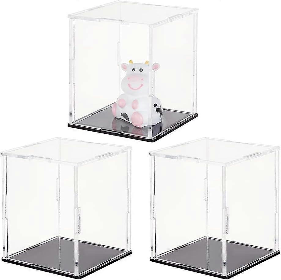 3 Pack Clear Acrylic Display Case Assemble Collectibles Box Action Figures Display Boxs Dustproof Protection Showcase for Collection Action Figures Bl