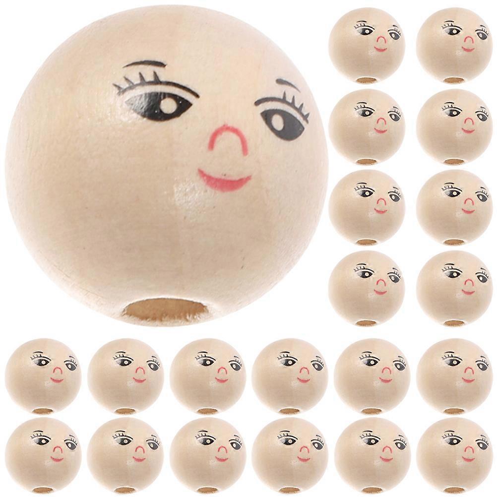 100db természetes fa gyöngyök mosoly arc fa laza gyöngyök kézműves koszorú fa gyöngyök