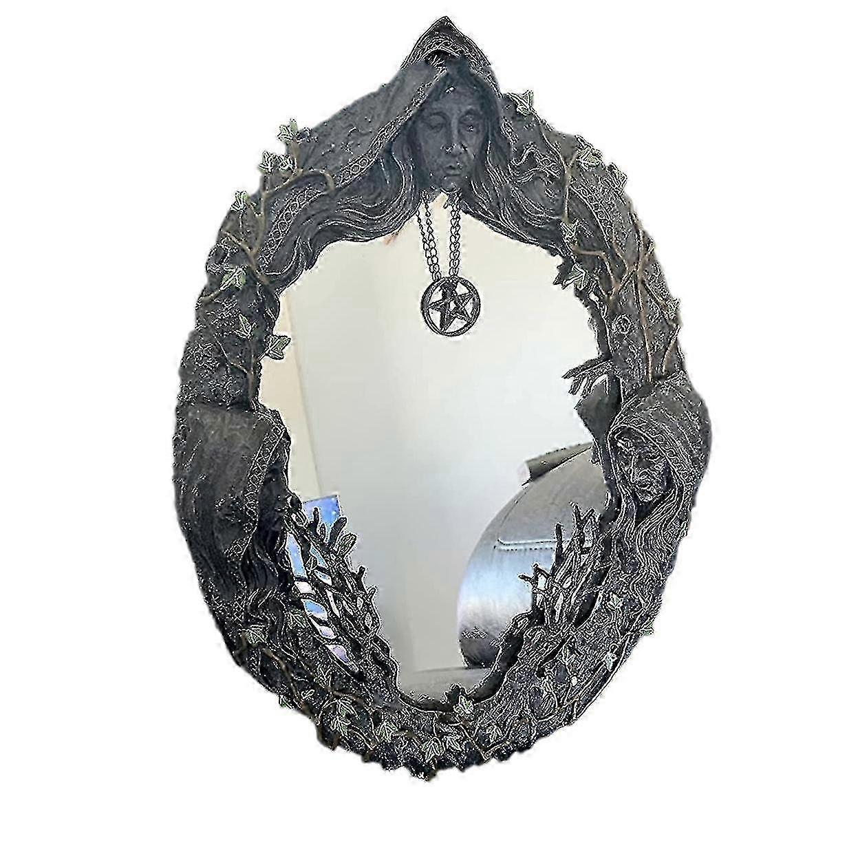 Triple Moon Goddess Wall Mirror Wall-mounted Mirror With -pointed Retro Hanging Mirror