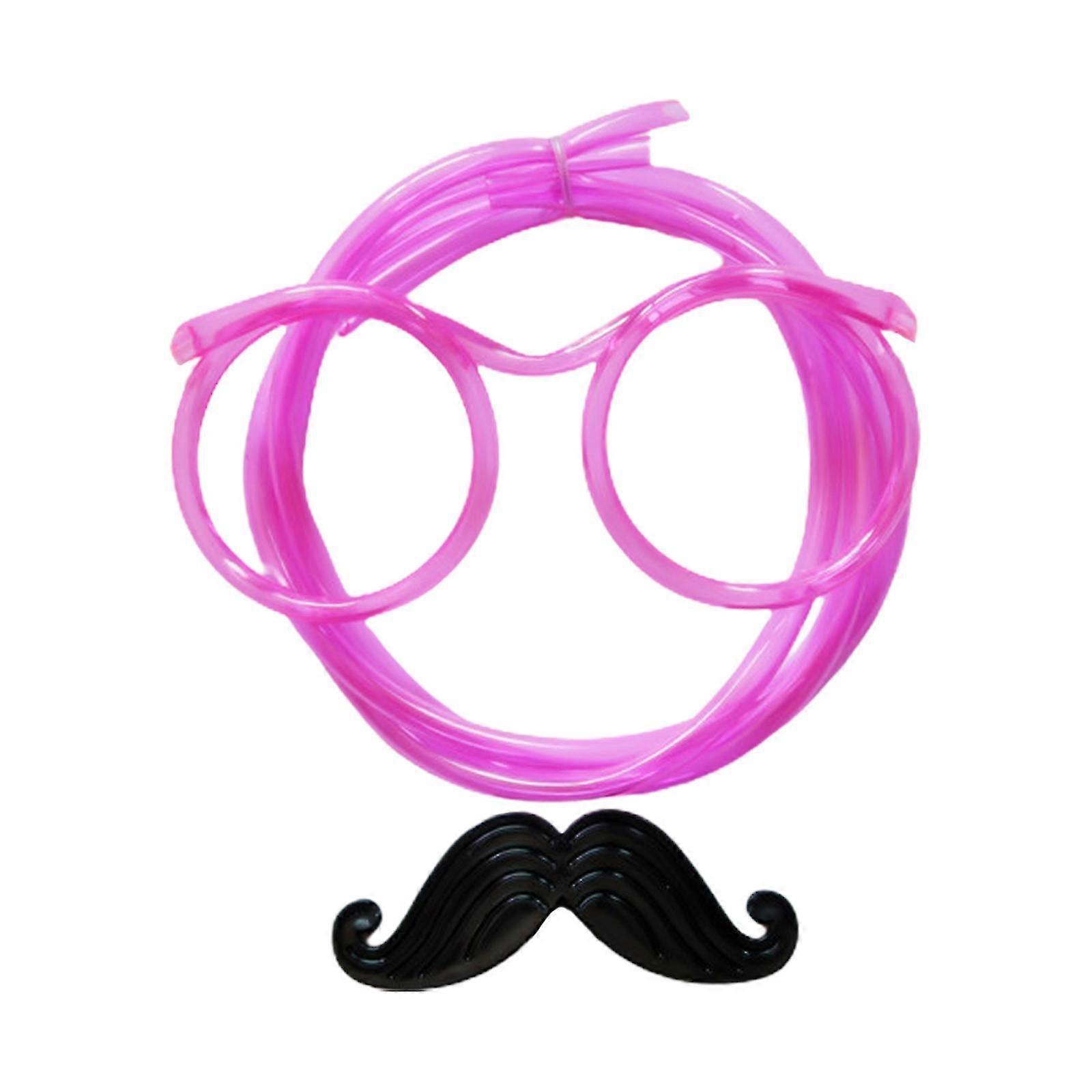 New Hot Fun Lazy Straw Drink Dispenser With Quirky Glasses Mustache Design For Adults, 130cm Long 0.6cm Diameter Petg+pu Material