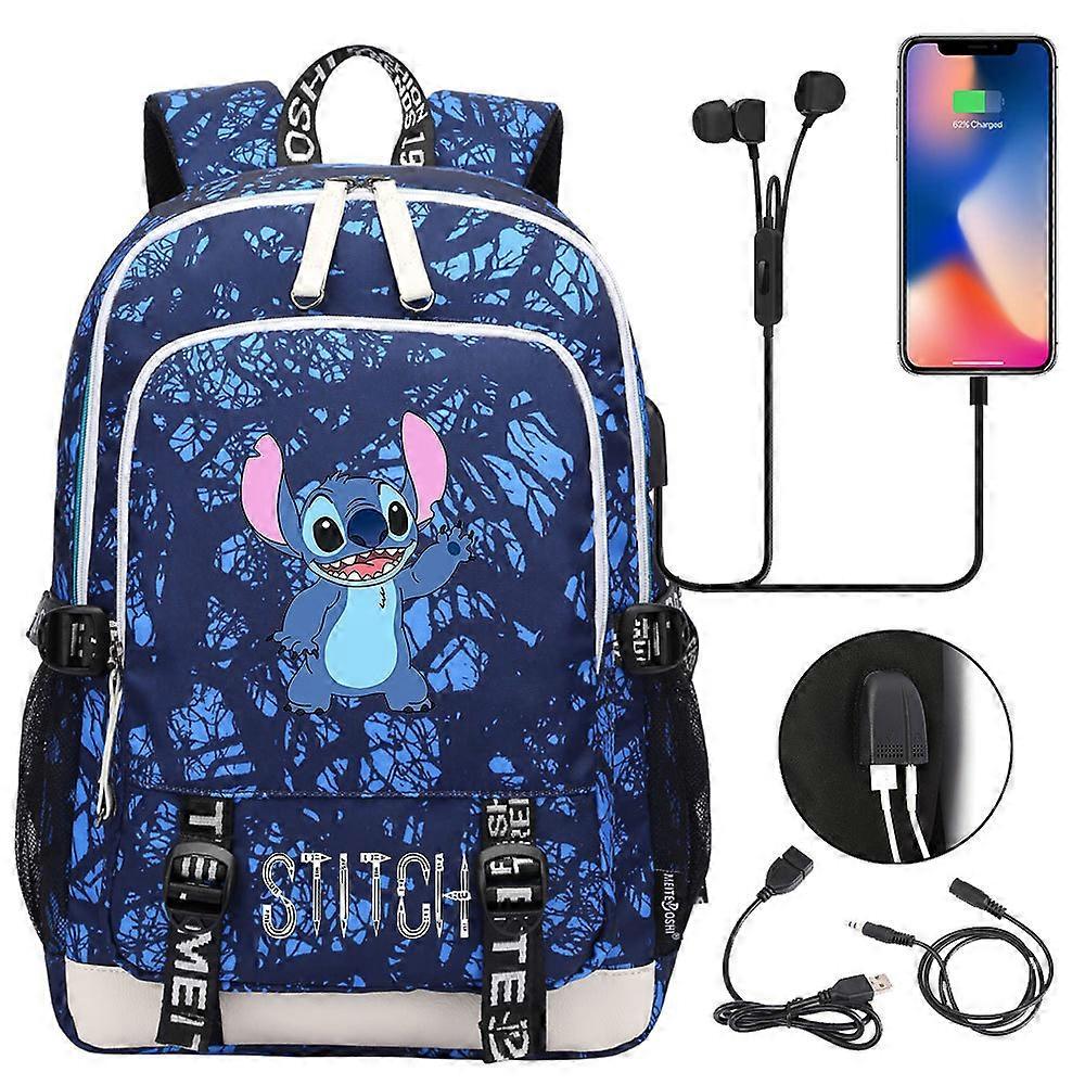 Stitch Travel Bag, School Bag with USB Charging, Oxford Backpack for Lilo and Stitch Fans, Teenagers Laptop Bag, Ideal Birthday Gift Bag High Quality
