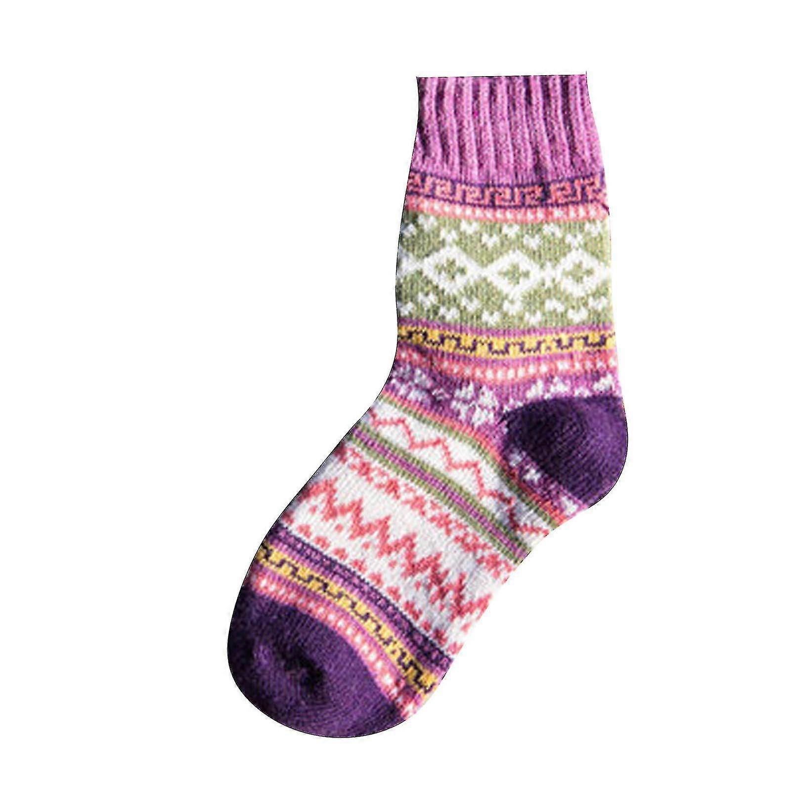 Autumn And Winter Warm Small Diamond Retro Ethnic Style Men's Rabbit Wool Socks