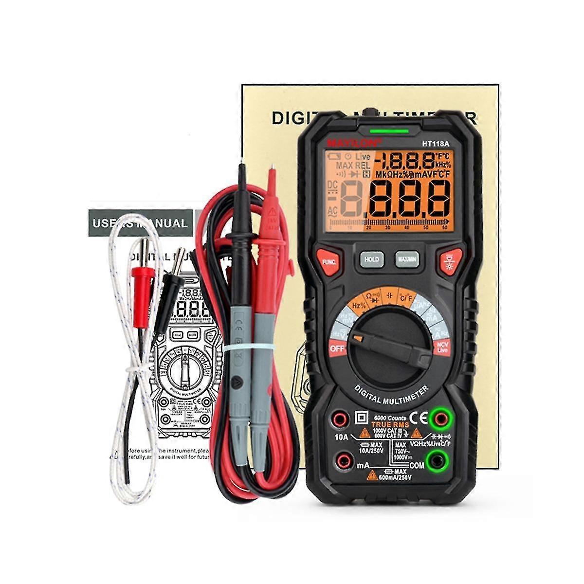 Ht118a Digital Multimeter Auto Range Ncv Hz Ture Ac/dc 6000 Counts High Precise Multimetro Testers