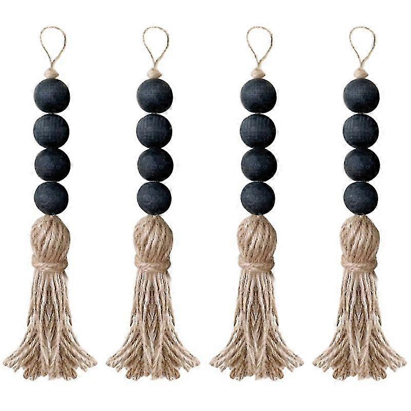 Closet Art Craft Farmhouse Rustic Wood Bead Garland Home Decor Hanging Drawer Knob Gift Pendant Door Handle with Tassels