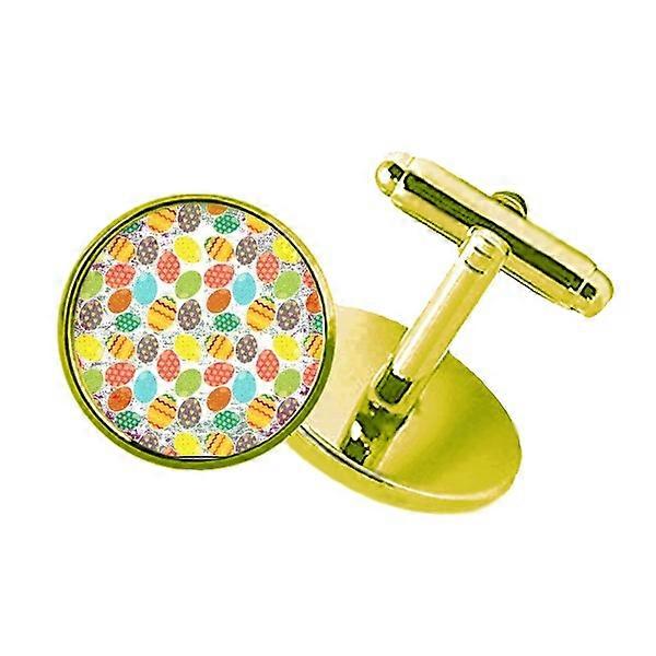 イースターフェスティバルエッグフラワーハートスタッズビジネスメタルカフリンクスゴールデン