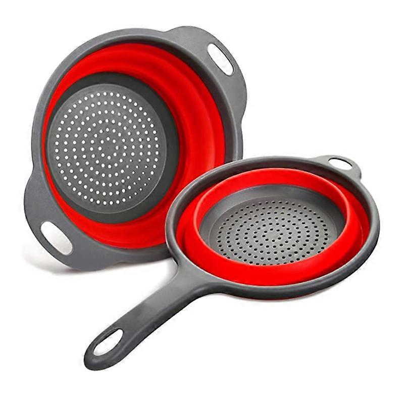 Silicone Colanders and Strainers Pasta Vegetable/Fruit Kitchen Mesh Strainers with Extendable Hand