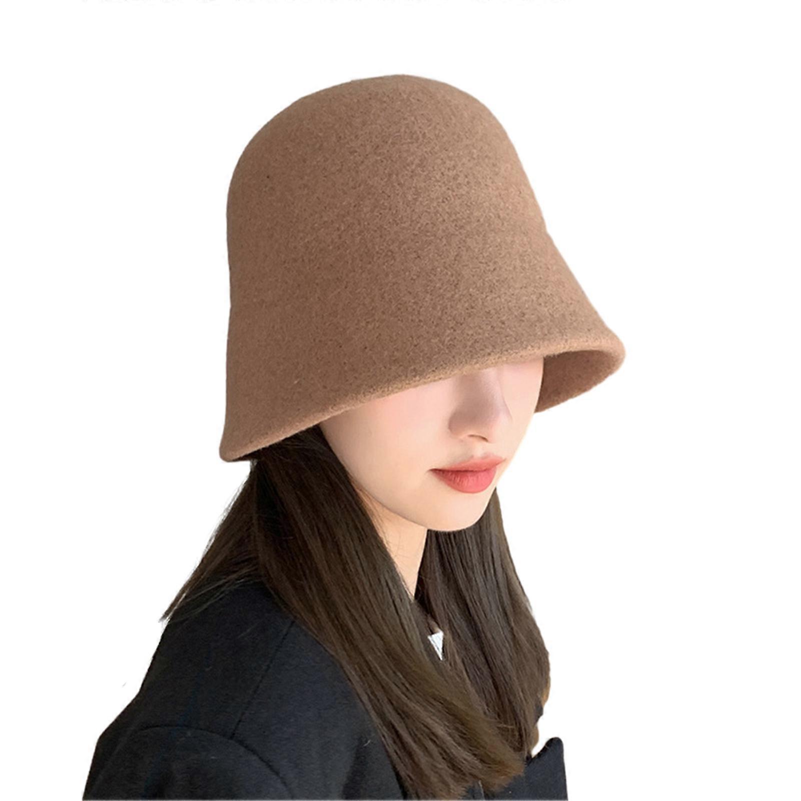 Women Winter Bucket Hat Thick Solid Color Soft Sun UV Protection No Brim Deep Windproof Cold Resistant Foldable Hat Lady Cap Outdoor Headwear