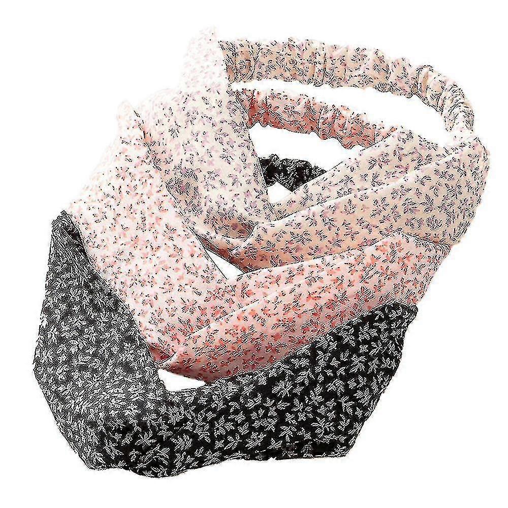3pcs Colorful Vertical And Horizontal Staggered Elastic Chiffon Flower Posmian Women's Headband