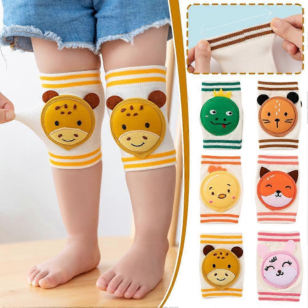 A pair of orange fox (D)$Children's leg guards and elbow guards mesh thin baby crawling toddler anti-fall knee children's knee pads